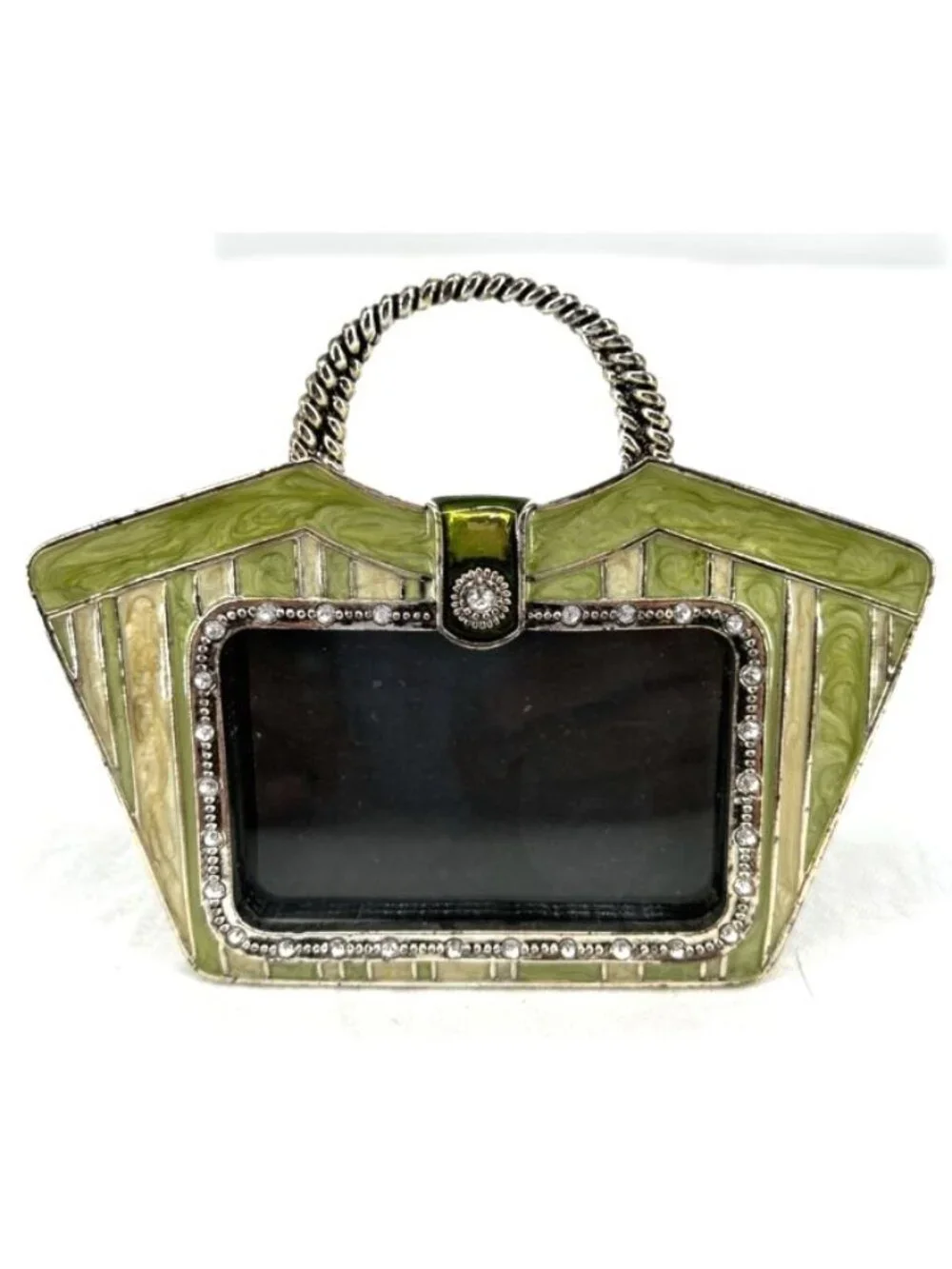 Photo Frame Green Enamel Handbag Purse Shape 2 x 3